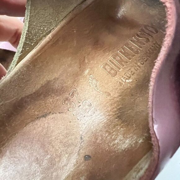 Birkenstock Arizona Big Buckle Washed Metallic Rose Two Strap Sandals 37 Narrow - Picture 9 of 11
